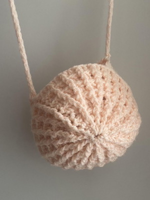 Knitted crossbody bag new, soft pink without zipper