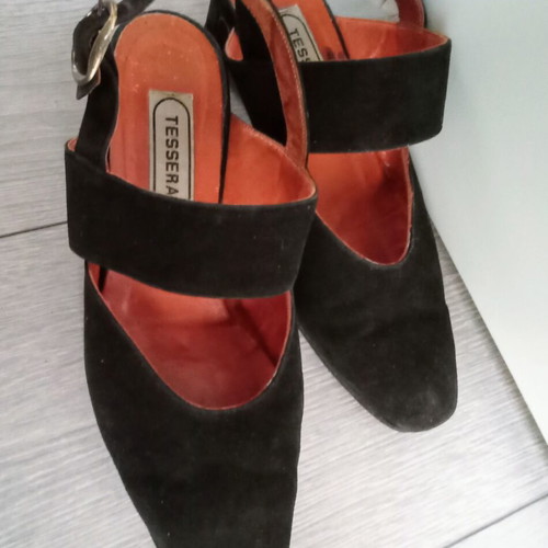 Tessera pumps used, size 37.5, black with wide strap, genuine leather