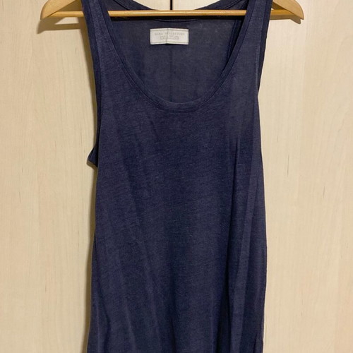 Zara organic cotton set with tank top and cardigan like new, blue
