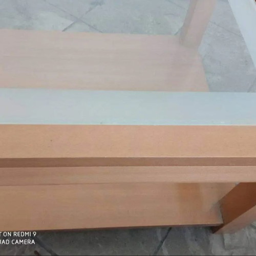 Coffee table used, solid beech wood, 2 levels with glass edges
