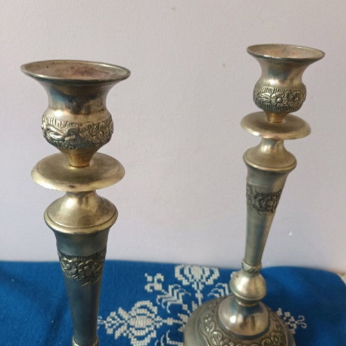 Antique candlesticks used, set of 2, 30 cm height