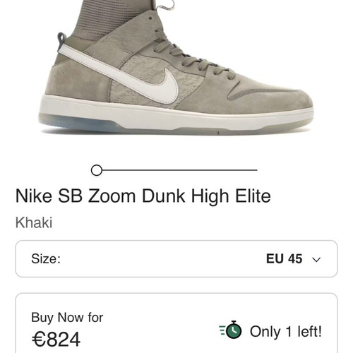 Nike Sb Dunk High Elite used, size 44.5, khaki