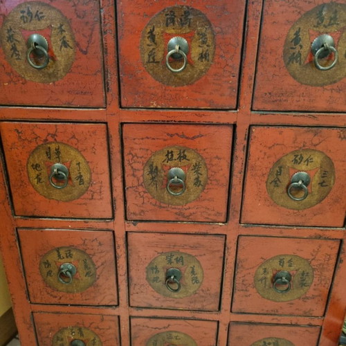 Antique Chinese drawer cabinet used, 12 compartments for medicine or tea