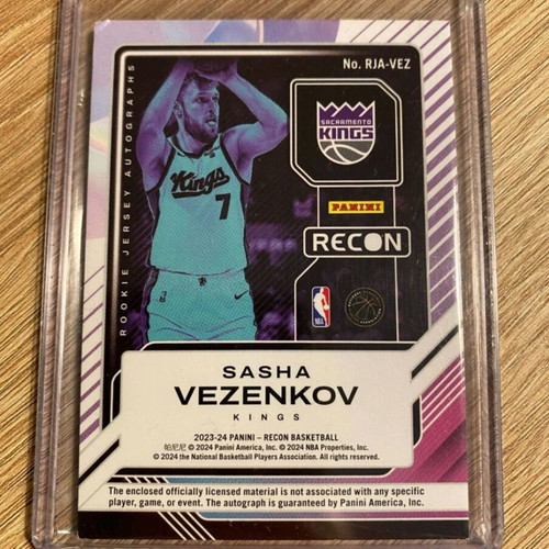 Panini Recon 2023-24 Rookie Jersey Autographs Sasha Vezenkov 04/18 Pink Card