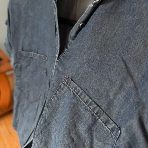 Zara denim crop shirt like new, thin fabric, blue