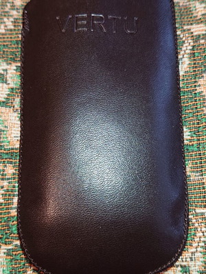 Vertu leather pouch like new, embossed logo, dark brown