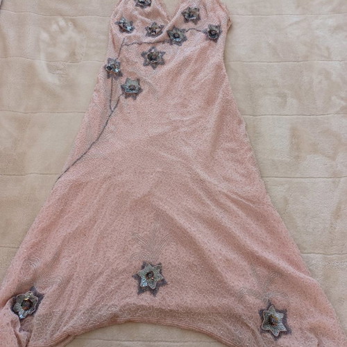 Vintage style dress used, pink, embroidered, size M
