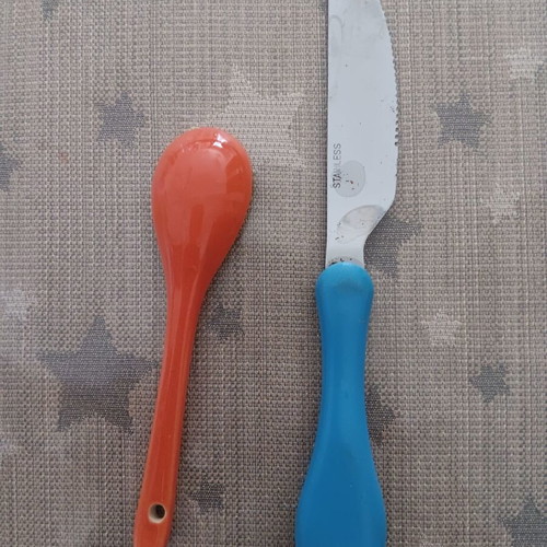 Children's knife and spoon used
