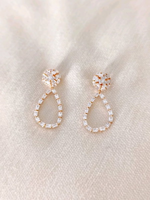 Abiye drop earrings new, gold tone with rhinestones