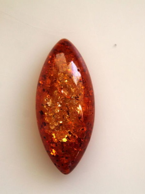 Amber imitation for jewelry making, new, 47x21mm