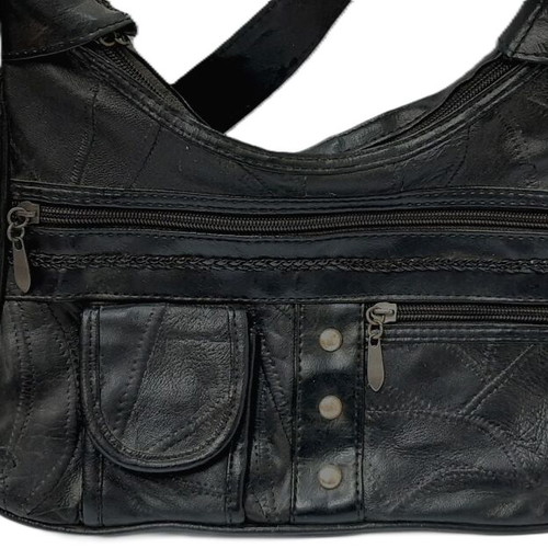 Vintage leather crossbody bag like new, soft natural leather, black