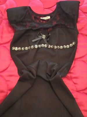 Dress black sleeveless with lace and embroidery like new, size S