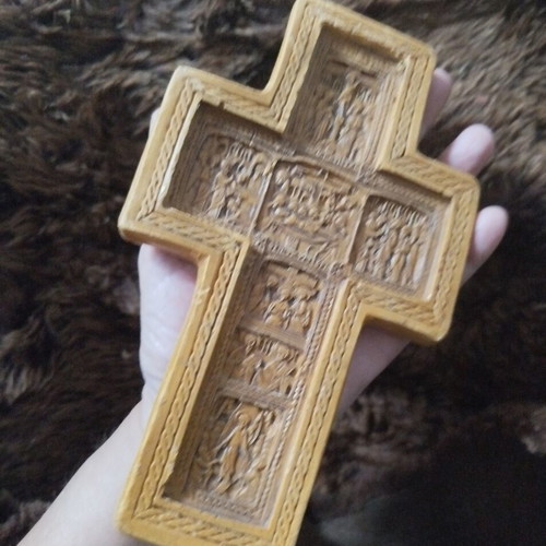 Handmade wall cross from pure beeswax and incense like new