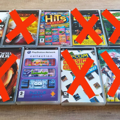 Sony PSP games used, Puzzle Pack and Activision Hits Remixed