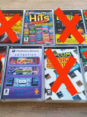 Sony PSP games used, Puzzle Pack and Activision Hits Remixed