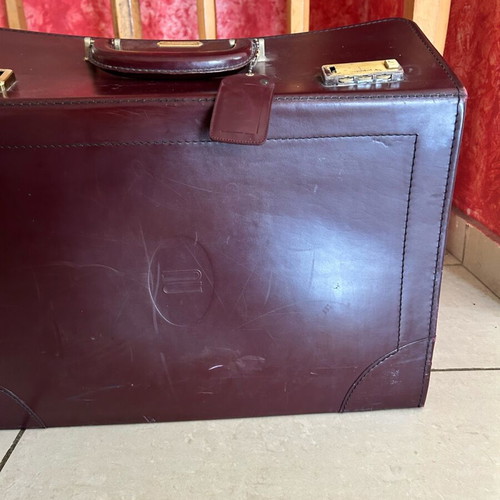 Vintage leather briefcase Infomecanica used, burgundy color