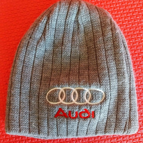 Audi winter hat like new, grey melange with embroidered logo