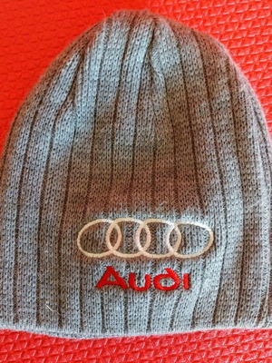 Audi winter hat like new, grey melange with embroidered logo