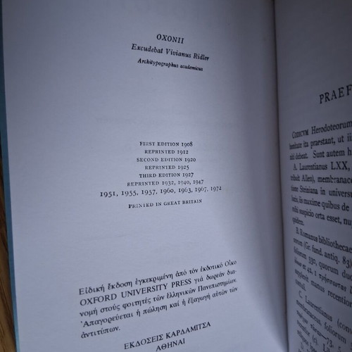 Herodoti Historiae Oxford Classical Texts volumes one and two