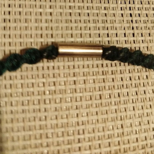 Macrame necklace new in blue and green tones with acrylic beads and fringes