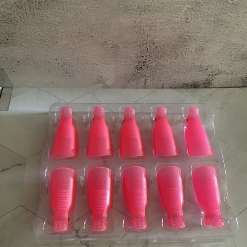 Nail clips pink set of 10 for semi-permanent polish removal