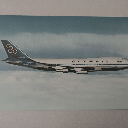 Color postcards with Olympic airplane, pack of 5 used