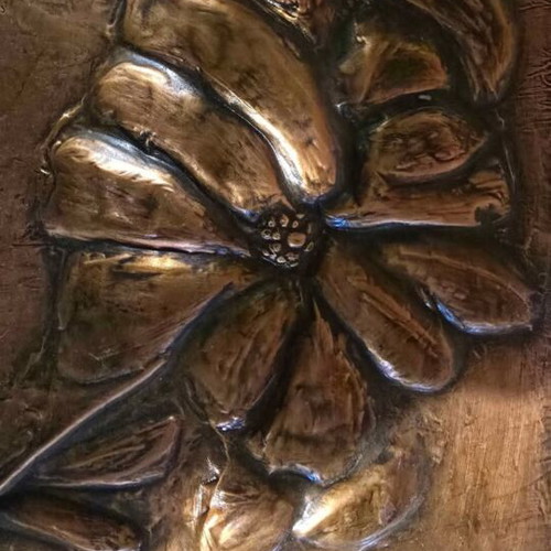 Handmade Embossed Metal Artwork Flower like new