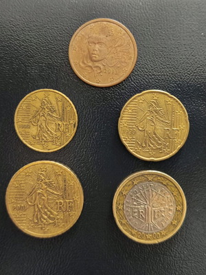 Euro coins of France used