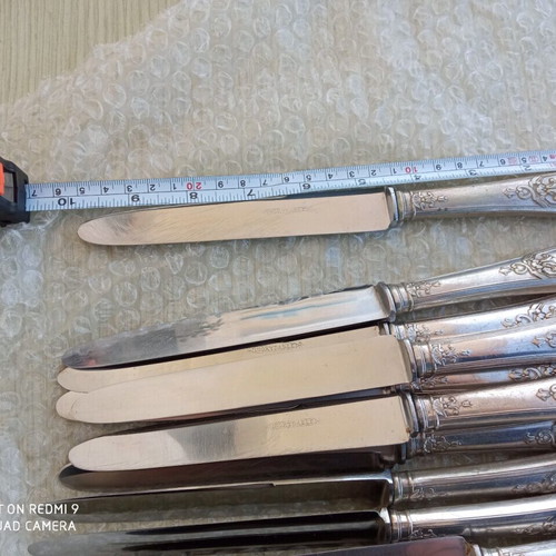 Antique knives used, set of 12, stainless steel Art Nouveau