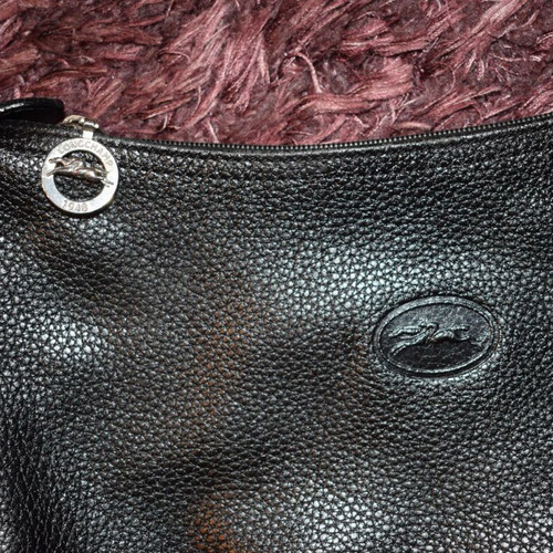 Longchamp leather black crossbody bag like new