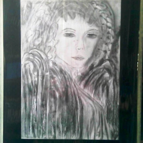 Paintings charcoal technique with acrylics 50x60 cm, set of 2, new