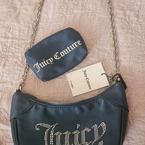 Juicy Couture shoulder bag with matching wallet, petrol color