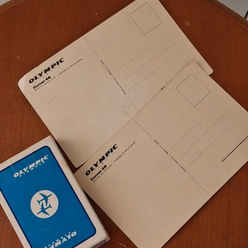 Olympic Playing Cards and Two Old Postcards Collectibles Like New