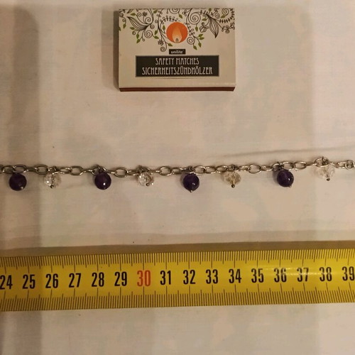 Silver bracelet with amethyst and quartz semi-precious stones new