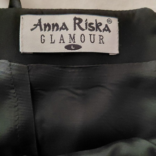 Anna Riska Glamour tailored black dress with lurex lace trim size L like new