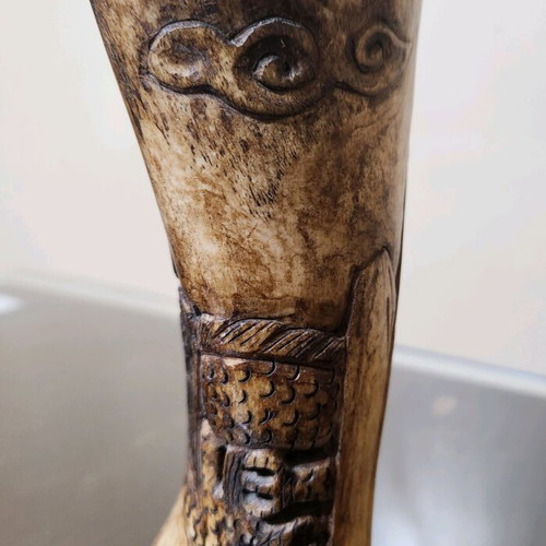 Handmade decorative item with traditional carved dragon design like new