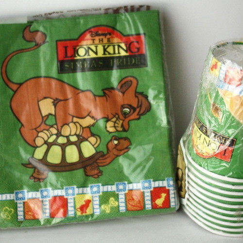 Vintage 90's Lion King Simba's Pride party set 20 napkins 10 cups Bibo new