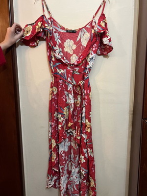 Red floral dress Bershka