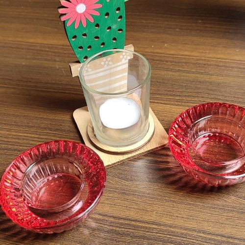 Cactus Summer decoration set like new with 3 candles