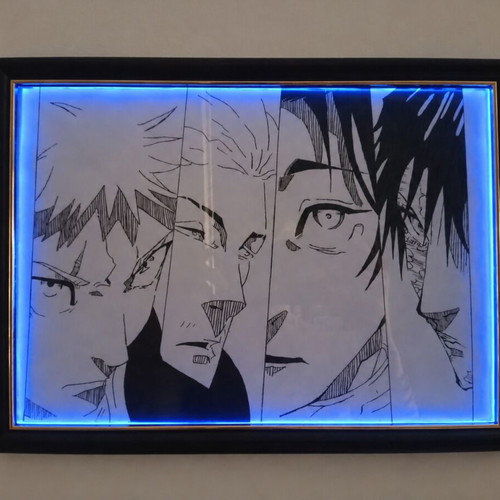 JJK Handmade Painting in Frame with Blue LED