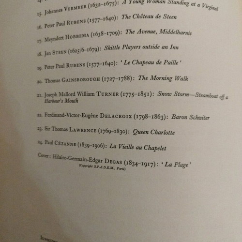 Art book used with 24 paintings from the National Gallery London 1959