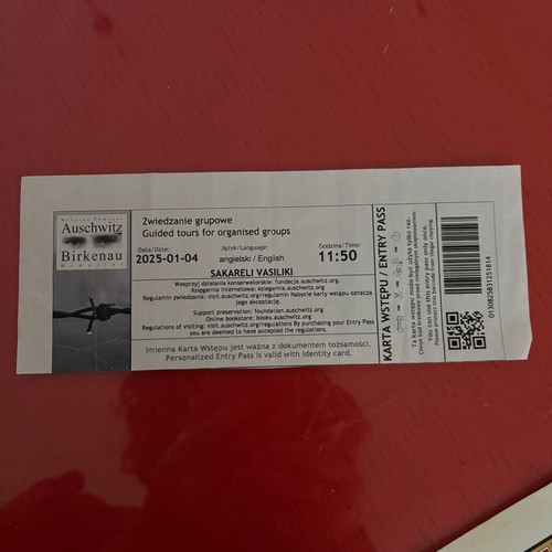 Auschwitz collectible ticket like new
