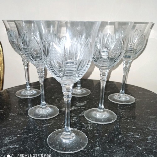 Crystal stemmed glasses handmade like new, set of six
