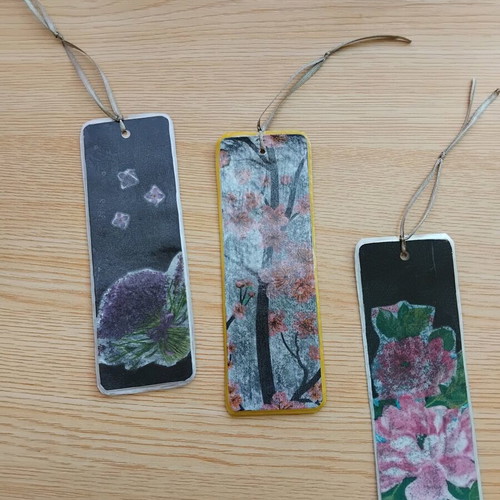 Handmade bookmarks set of 3 new with romantic floral designs