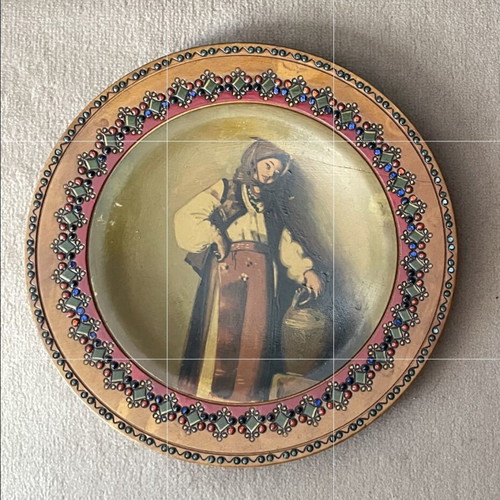 Handmade old wooden plates, unknown artist