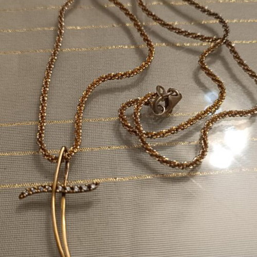 Cross with chain silver 925 gold plated new