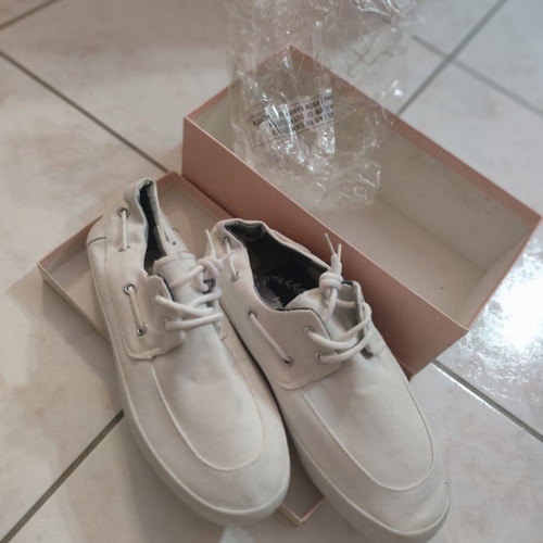 Nautical Style Canvas Shoes new, 100% organic cotton, size 44, white