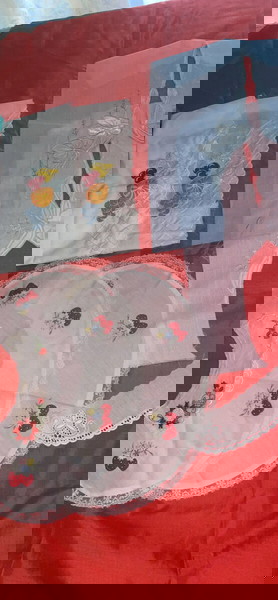 9 Κομμάτια διακοσμητικά με κέντημα ποπλίνα ,για γιακάδες,νυχτικό και τσέπες
