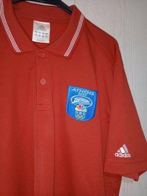 Adidas polyester polo Athens 2004 NBC like new, size large