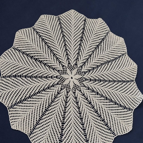 Handmade crocheted round tablecloth like new, white 56x56 cm
